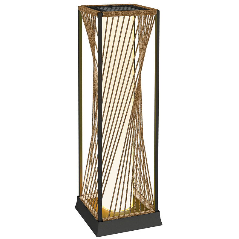 Sand Brown Solar Powered Rattan Deck Light