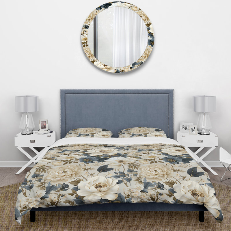 Ensemble de housse de couette Vintage Flora I - Plants, Housse de couette pour grand lit et 2 taies décor