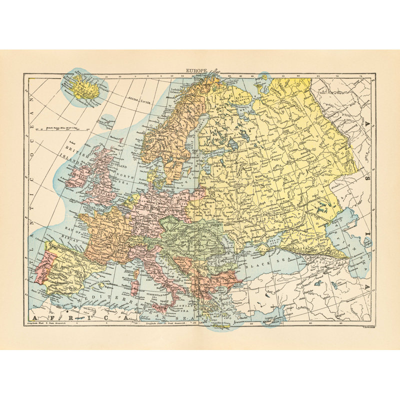 Carte de l'Europe par Wild Apple Portfolio - impression sur toile tendue, H 12 po x l 16 po