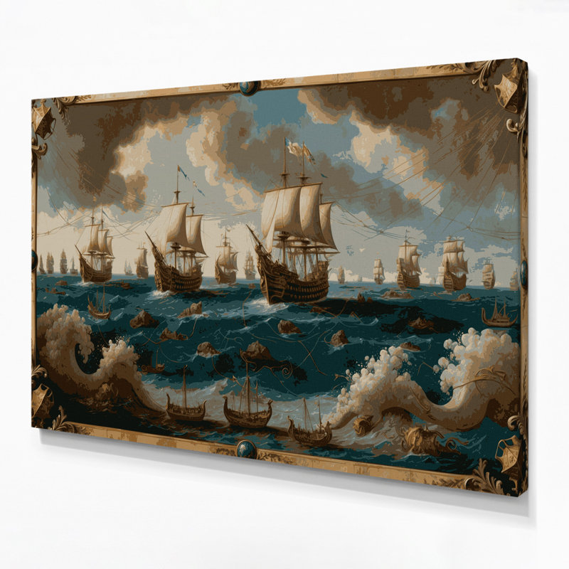 Art nautique brun, "Nautical Trading routes", H 11 po x l 14 po