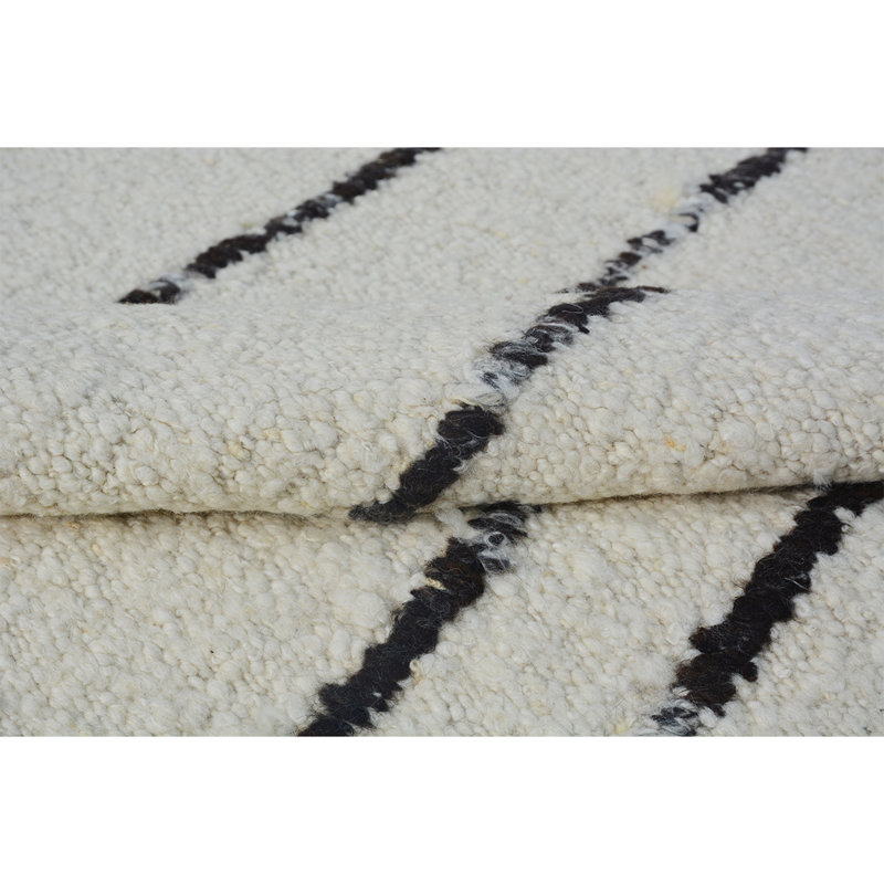Wool Striped Area Rug in Ivory, Rectangle 10' x 14'