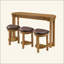 Ensemble de table de bar en bois à hauteur de comptoir, table de petit-déjeuner 4 pièces avec 3 tabourets de bar rembourrés en polyuréthane pour le salon et la salle à manger-1043383922