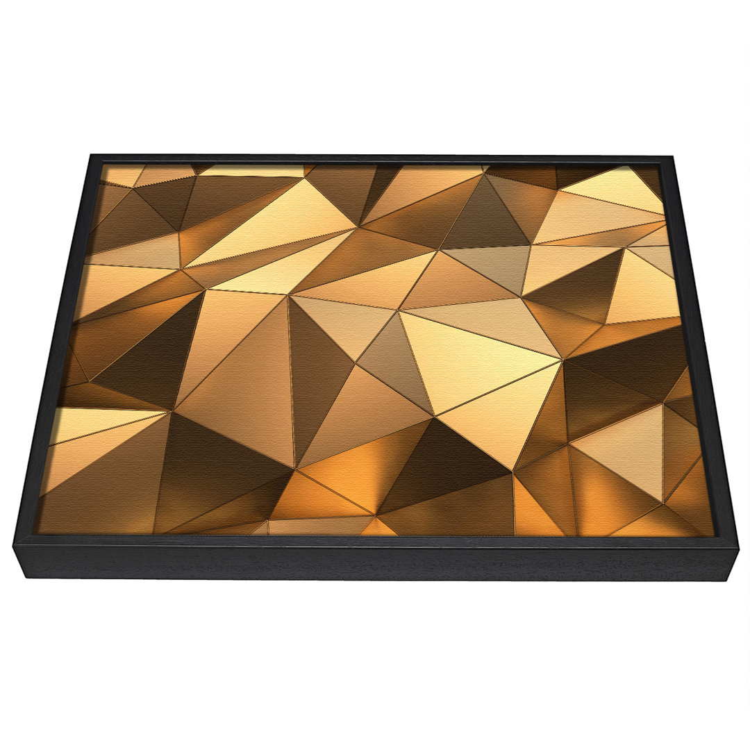 Gerahmter Kunstdruck Gold Geometric Triangles Shining