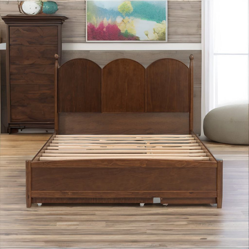 Lit plateforme grand Jabeen, Noyer