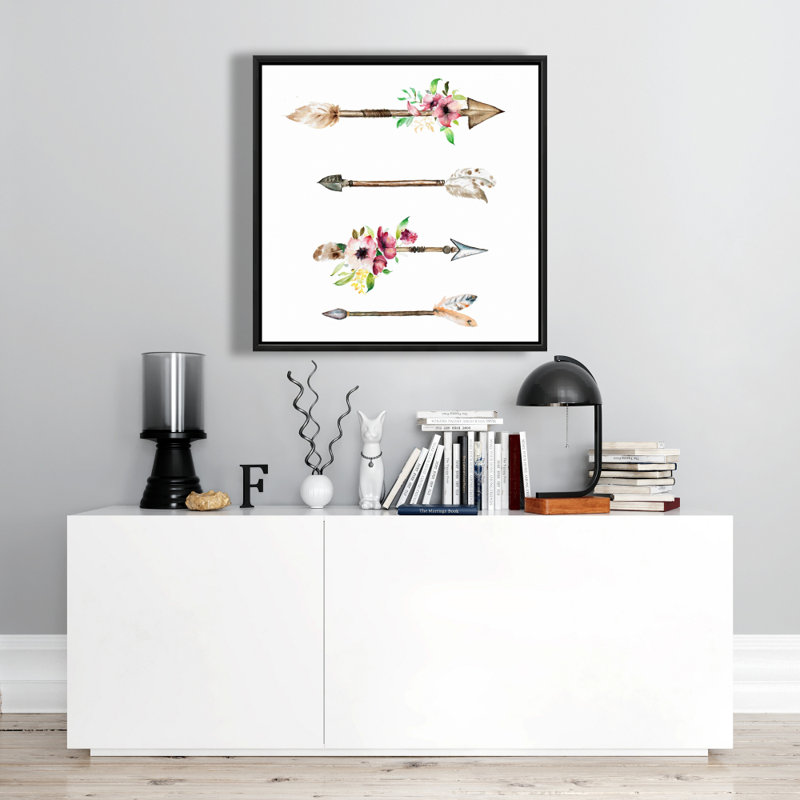 Flèches et fleurs sur toile
