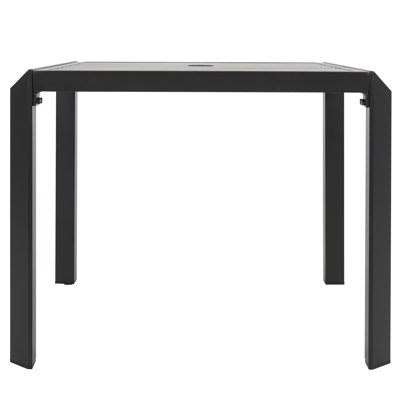 Outdoor Aluminum Dining Table 35’’ Square Table with Powder-Coated Finish, Open-Slatted Tabletop and 2.4’’ Umbrella Hole, Garden Patio Table for 4 People, Black