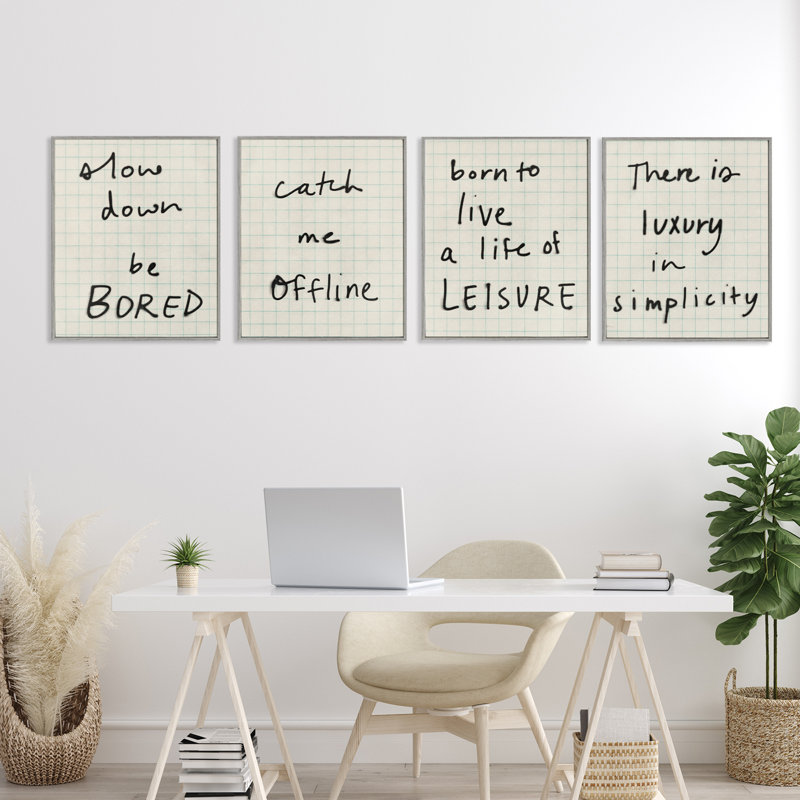 «Bored Scrawl Sayings», ensemble de 4 giclées encadrées par Victoria Barnes, H 20 po x l 16 po, Estampe numérique Farmhouse