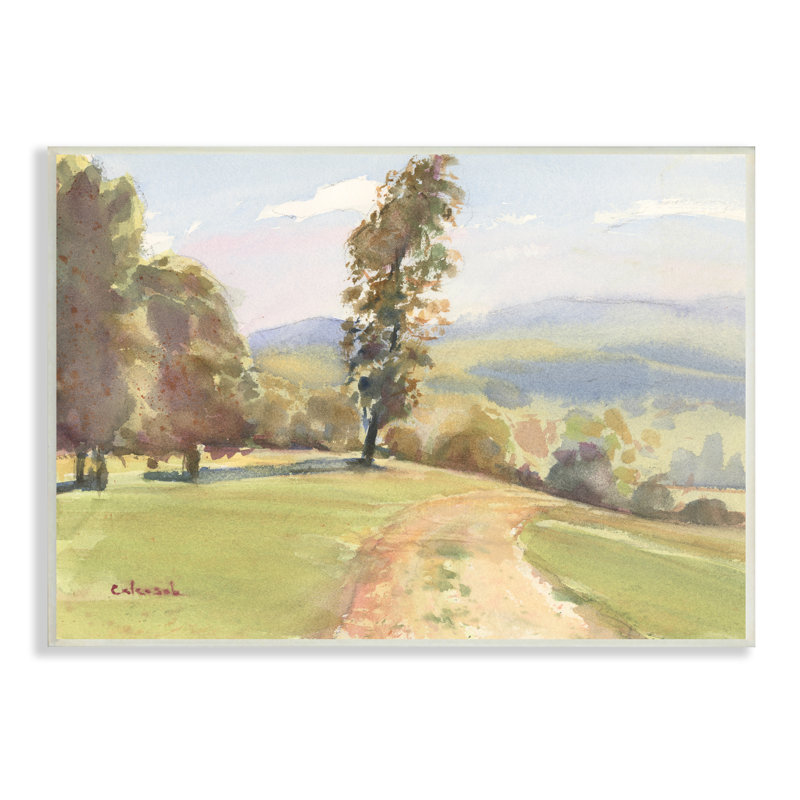 "Downhill", paysage champêtre impressionniste, impression sur toile surdimensionnée par Stephen Calcasola, H 19 po x l 13 po