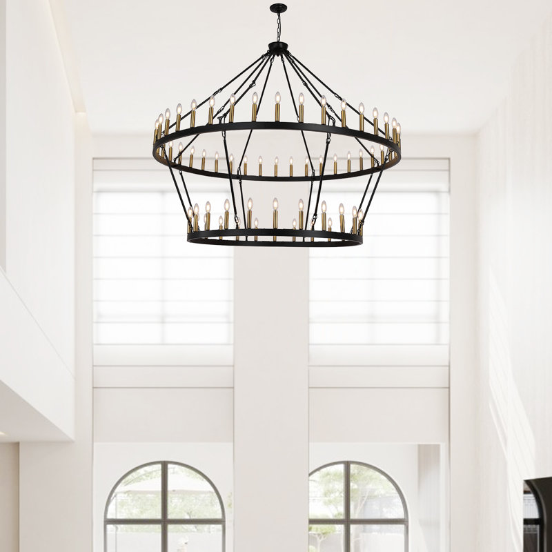 Lustre Veiz, Noir mat / laiton brossé, 64, H 58 po x l 70 po x P 70 po