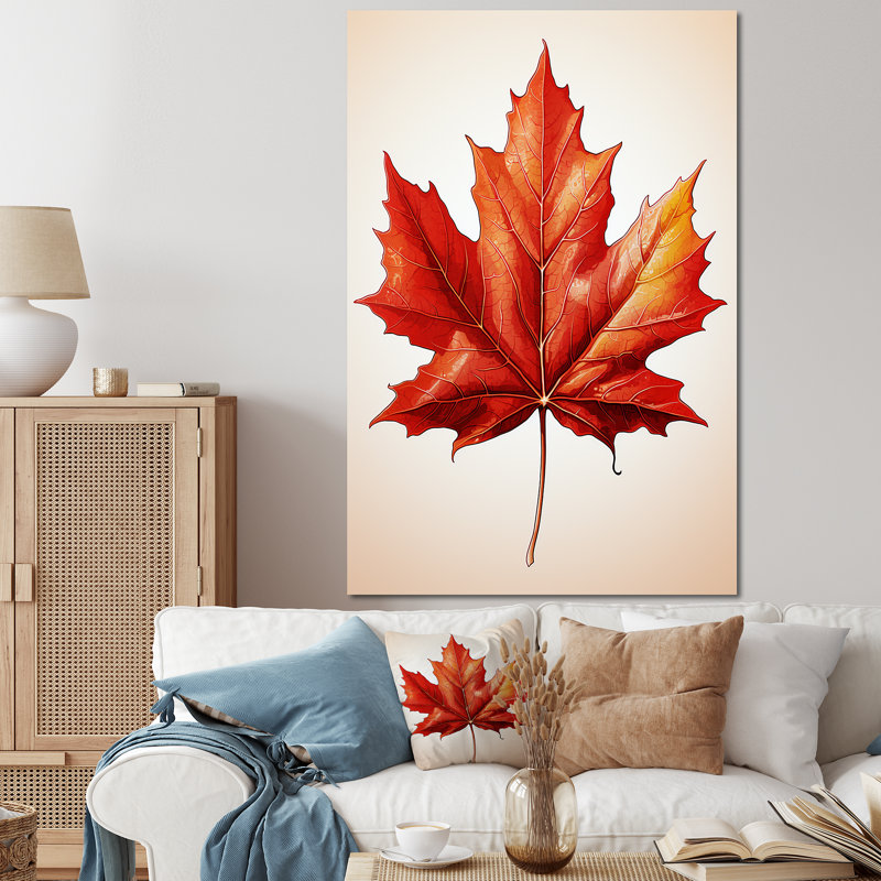 Orange Maple Leaf Beauty I - Tree Maple Wall Art, Wrapped Canvas, 60" H x 40" W