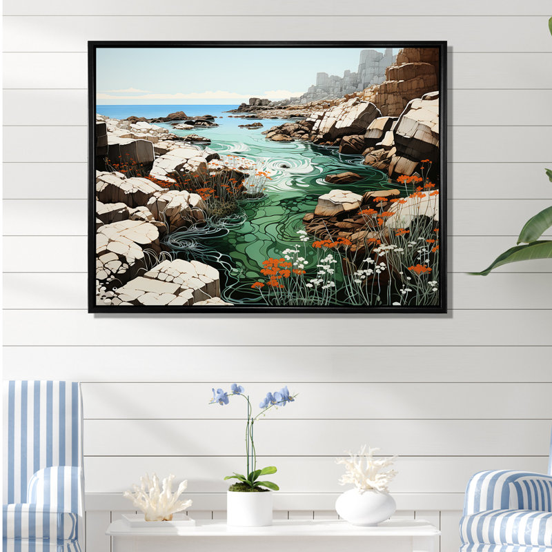 Paysage de plage sauvage II sur toile, Cadre flottant noir, H 34 po x l 44 po