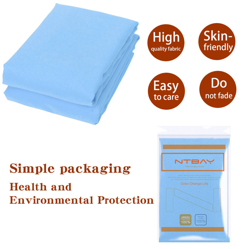 Two piece set of brushed ultra fine fiber zipper pillowcase, Sky Blue