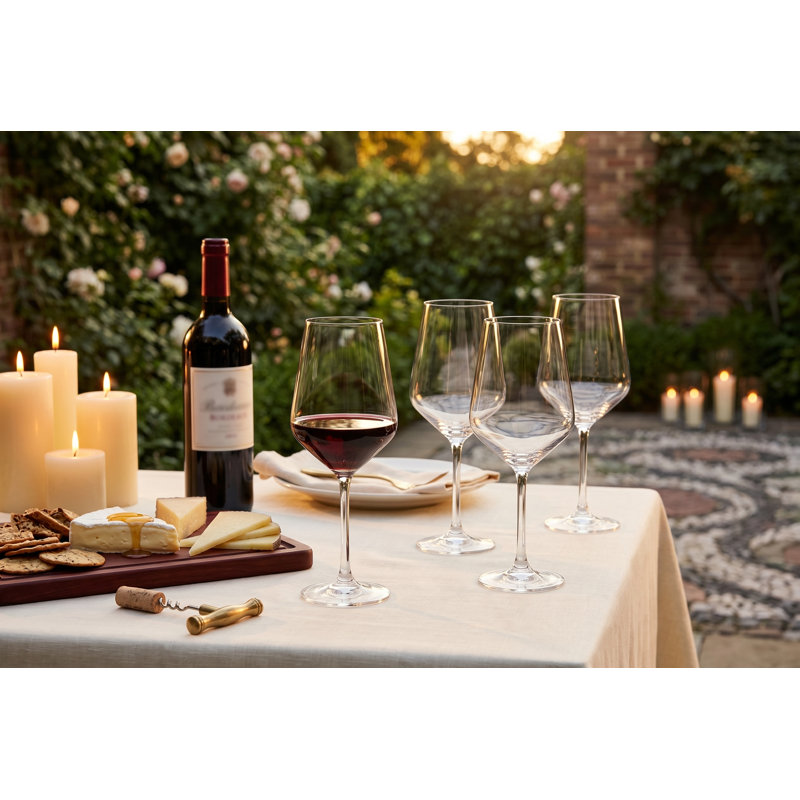 Ensemble de 4 verres à vin Bolero, grand verre de 435 ml (14,7 oz) pour cabernet et merlot, verres à pied classiques pour une utilisation quotidienne et les réceptions