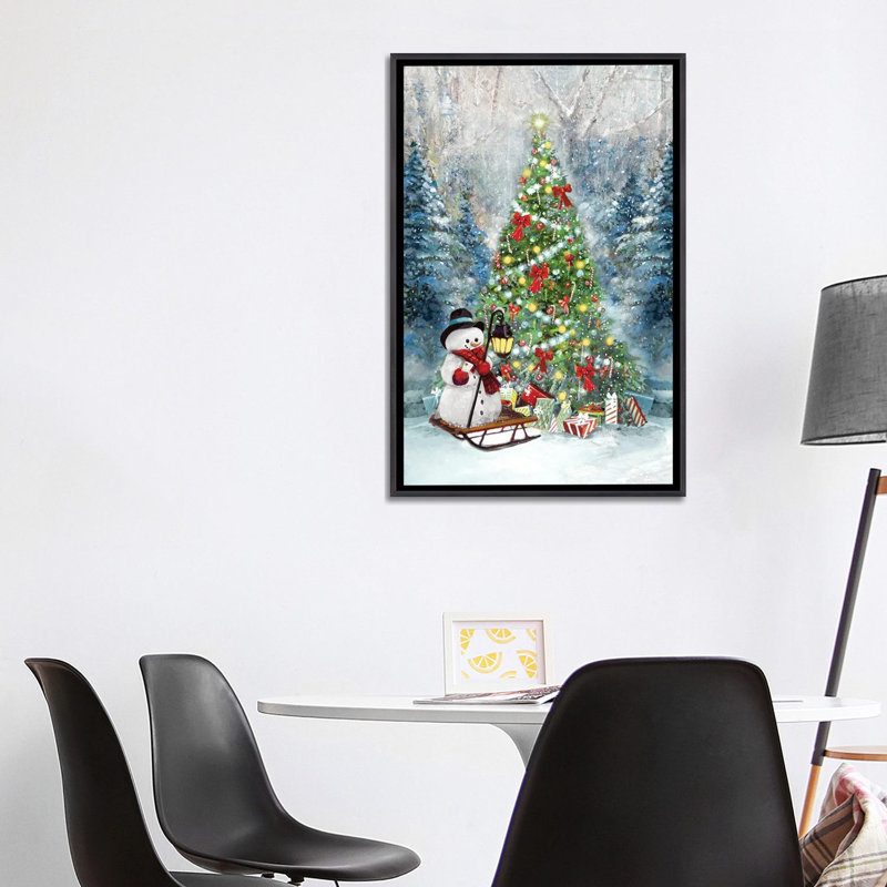 Cadeaux d'arbre de Noël - reproduction d'art murale - toile encadrée, Noir patiné, H 40 po x l 26 po