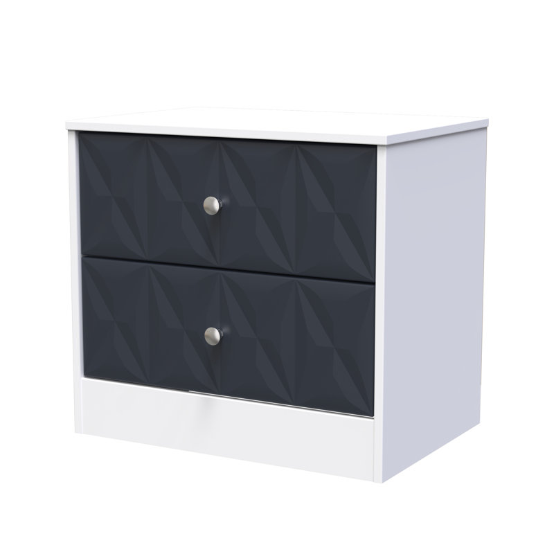 Ceinwen 58cm W Manufactured Wood Bedside Table, Indigo Matt/White