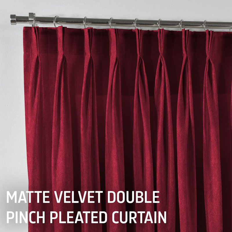 Room Darkening Single Curtain Panel, Red, 130cm Width x 225cm Drop