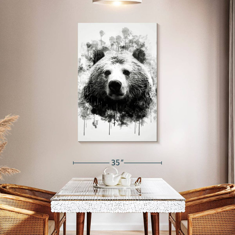 Tête d'ours Brampt noir et blanc, H 48 po x l 32 po