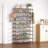 10 Tiers Shoe Rack 50 Pairs Large Capacity Tall Shoe Organizer Sturdy Shoe Storage With Two Hooks Space Saving Metal Wide Shoe Rack For Closet, Entryway, Bedroom, Brown-129171018