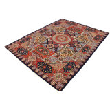 Tapis bleu / rouge / beige en laine noué à la main 9 pi x 11 pi 10 po Maart