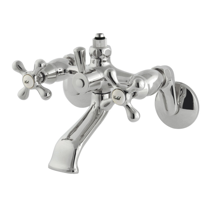 Kingston Brass Vintage Wall-Mount Tub Faucet with Riser Adaptor, Polished Chrome
