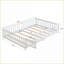 Structure de lit double en bois de pin massif avec clôture de sécurité Porte, blanc-1493741195