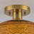 1-Light Natural Copper Patterned Amber Glass Lantern Flush Mount Ceiling Light