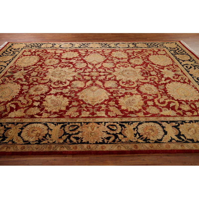 Tapis indien rouge fait à la main 9 x 12
