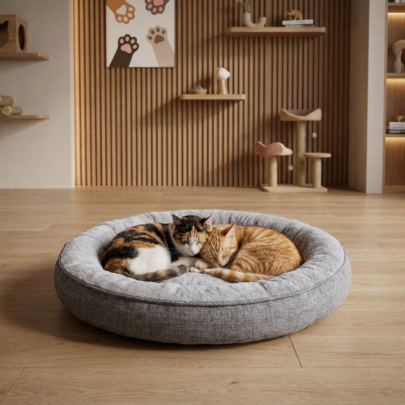 Haven Grey Comfort Pillow Cat Bed, Gray