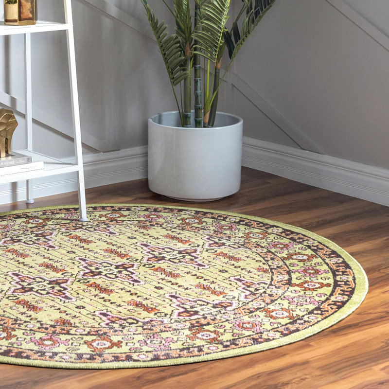 Geometric Indoor Rug, Round 5'3"