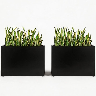 Ensemble de 2 jardinières en acier 38 x 10 x 30 po, lit de jardin surélevé en métal robuste avec trous de drainage, contenant de fleurs extérieur antirouille