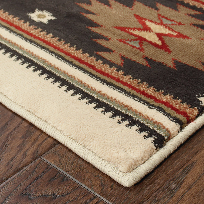 Tapis beige / vert Appomattox Southwestern, Rectangle 5 pi 3 po x 7 pi 6 po