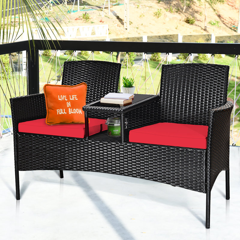 Aciano 2 - Person Patio Conversation Set with Cushions, Red
