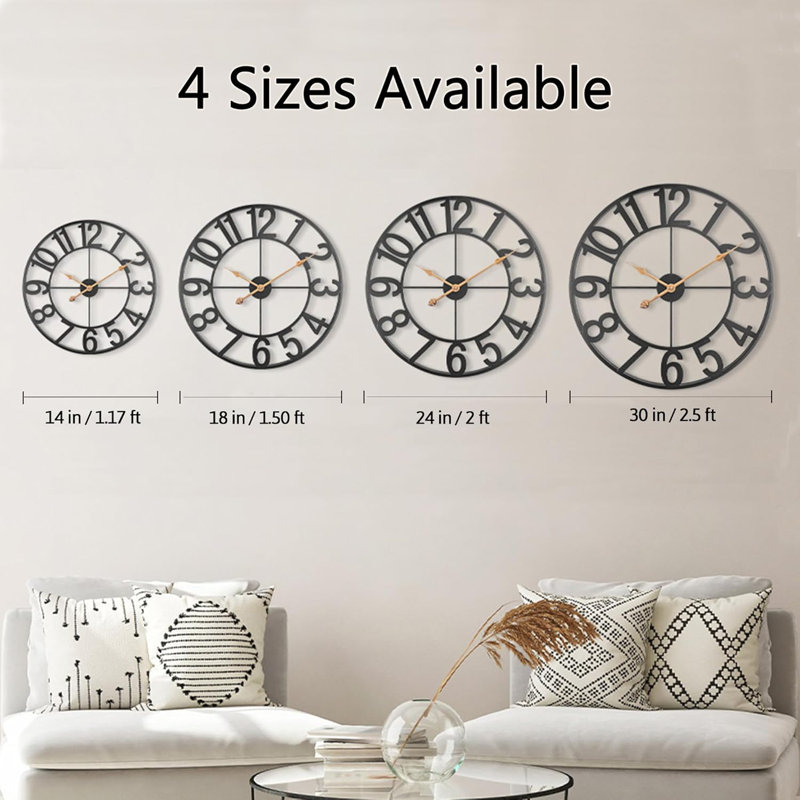 Horloge murale noire, horloges murales modernes à piles, horloge analogique silencieuse pour salon, bureau, maison, chambre à coucher, cuisine