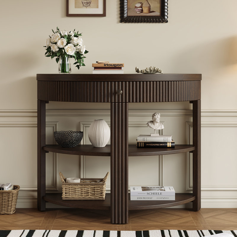 Console Donoun, Console demi-lune cannelée espresso