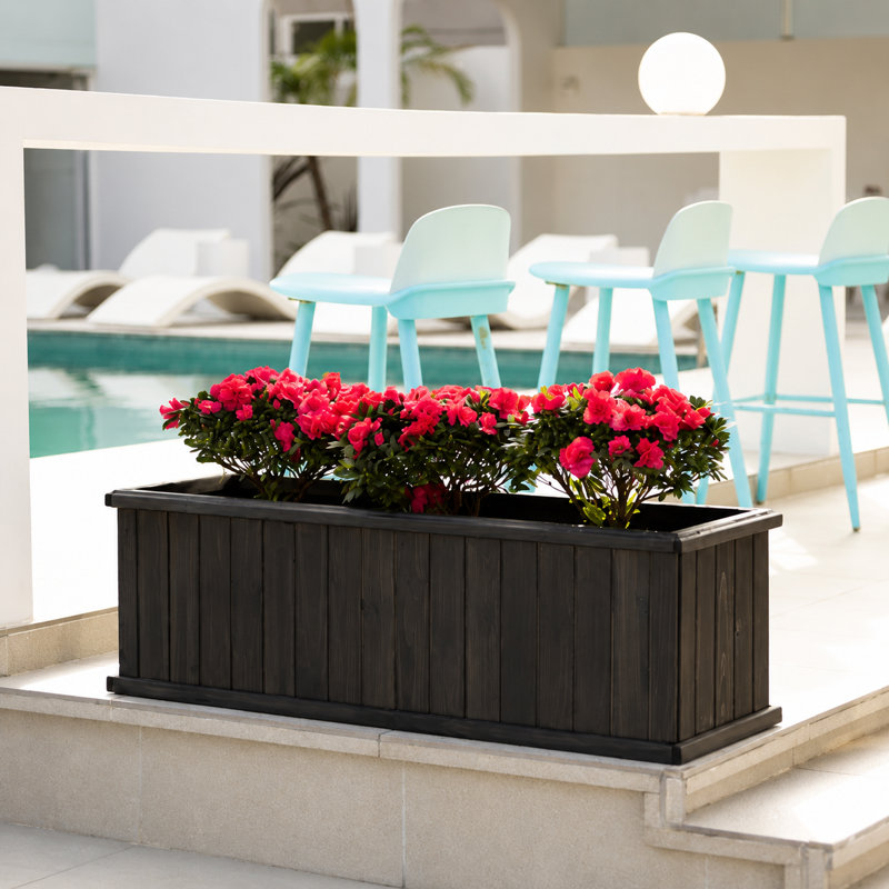 Barros Cedar Wood Raised Garden Bed Planter Box with Bottom Board, Drainage Holes and Liner, 38.7cm H x 121.9cm W x 38.7cm D