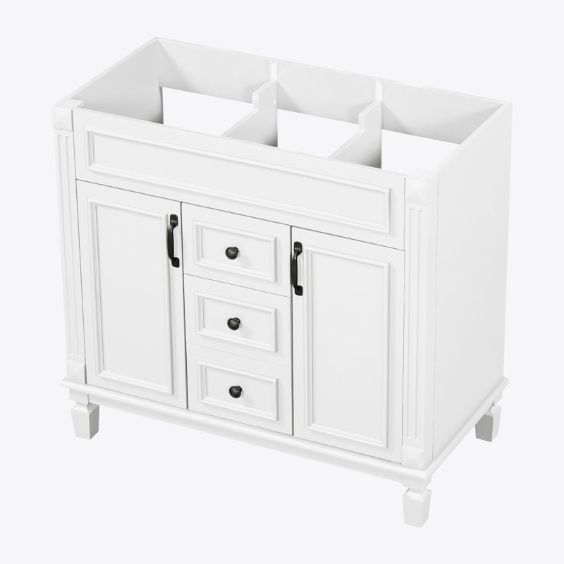Meuble-lavabo 36 po sans lavabo supérieur, armoire seulement, Blanc / Blanc