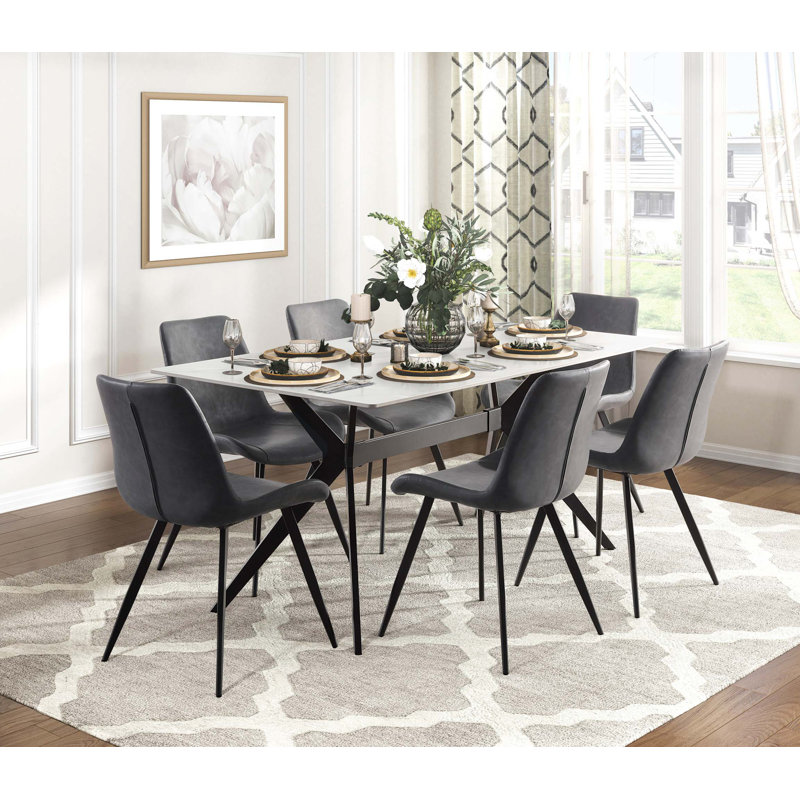 Ensemble de table de salle à manger moderne 5 pièces avec 4 chaises rembourrées, 5