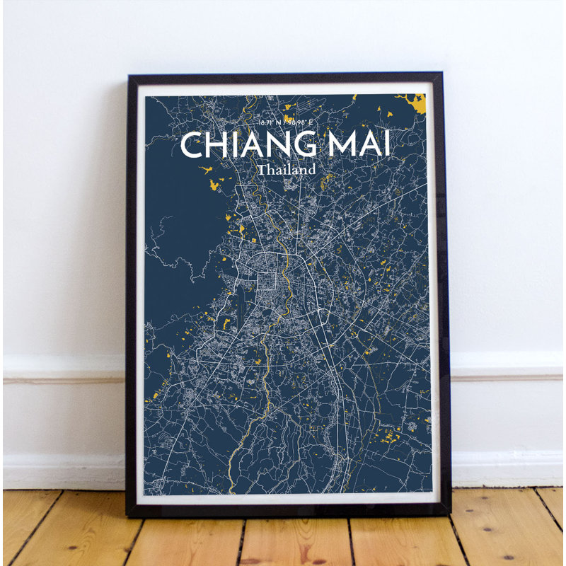 Chiang Mai City Map - No Frame Print, 91.4cm H x 61cm W x 0.13cm D