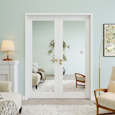 Miroir 64 po x 80 po à 1 porte double, porte de remplacement pour dalle française, miroir à un côté, peint et imperméable, porte de garde-manger, porte de buanderie, porte de placard, porte de pièce, porte de bureau à domicile