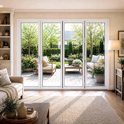Porte pliante blanche l 144 po x H 96 po pliante en aluminium pliable (3 + 1)