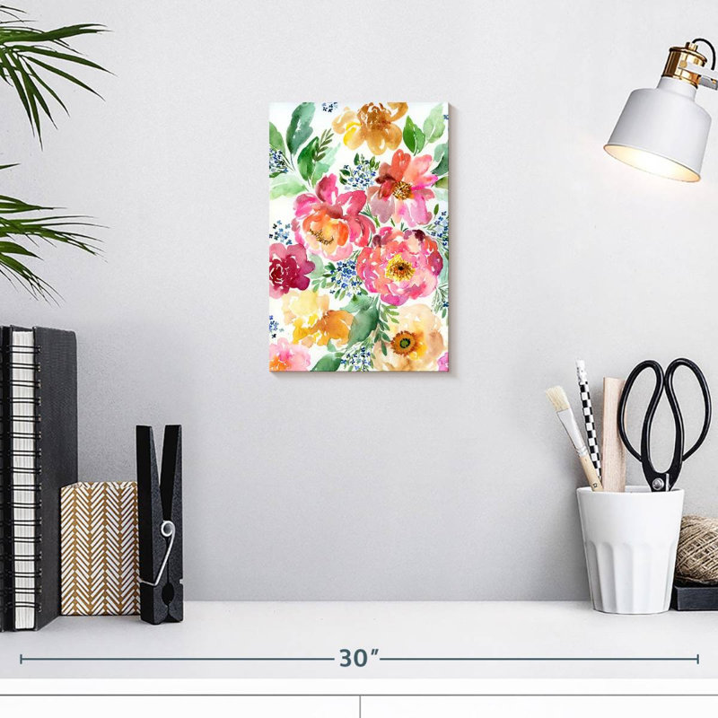 Harnek Yellow And Pink Peonies, 12" H x 8" W