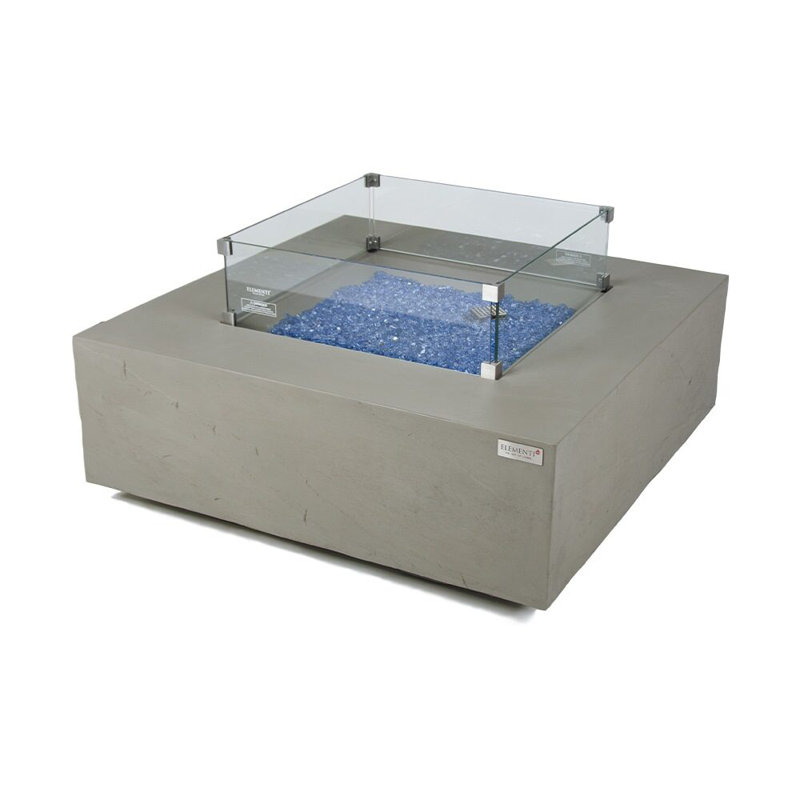 Capertee 40" Gray Concrete Square Gas Fire Pit Table