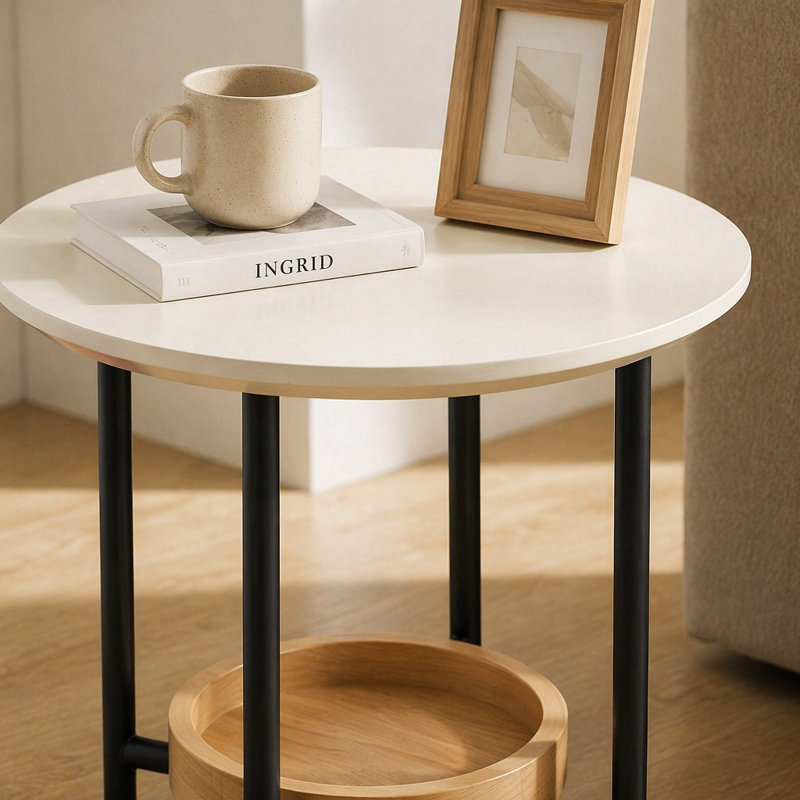 Table de bout, 21" H x 20" W x 20" D, Natural / White+Natural