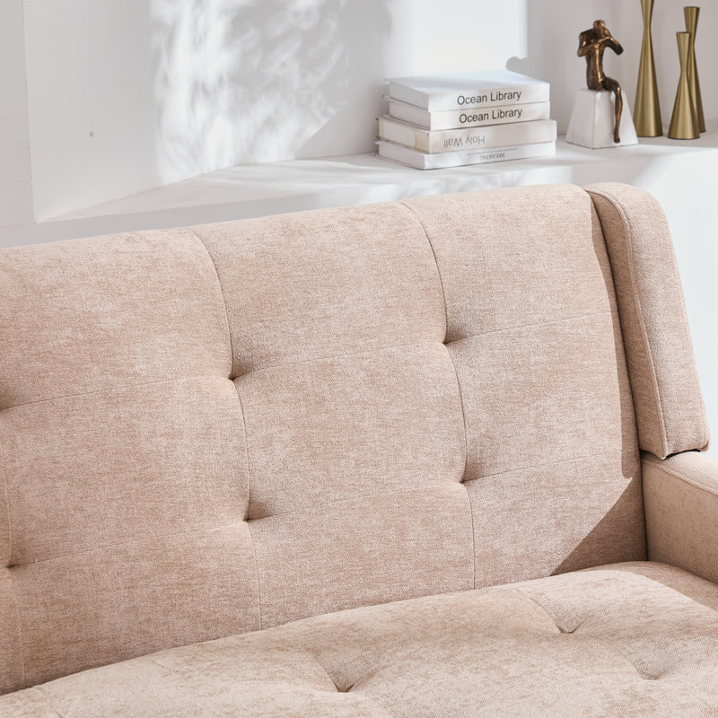 47.24" Wide Tufted Back 2-Seater Accent Chair With High-Density Foam Cushion Premium Linen/Suede Loveseat Sofa For Small Spaces