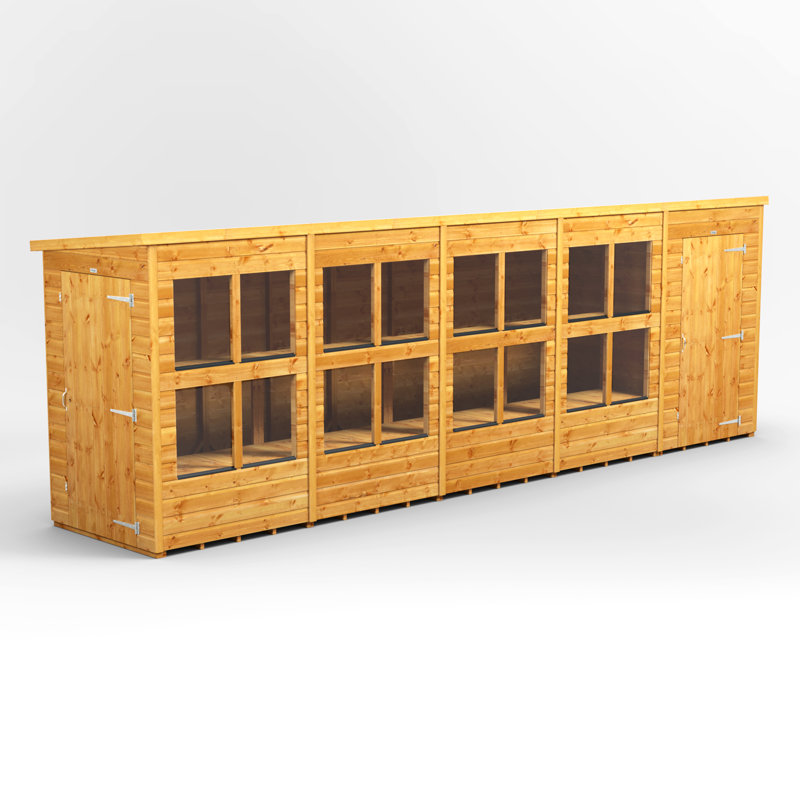 Powersheds 20 x 4ft Timber Tongue & Groove Pent Potting Shed Combi (includes 4ft Side Store)