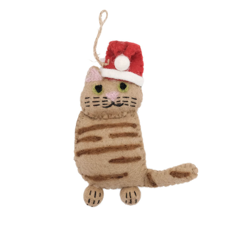 Metal Cat Hanging Ornament, Twizzlers the Cat, Accented with Colored Beads