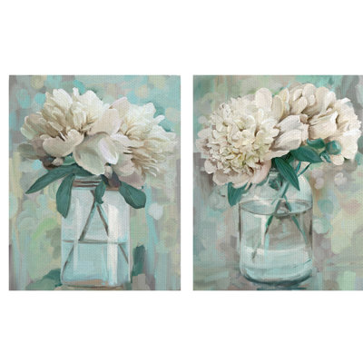 « farmhouse peonies i », ensemble de 2 reproductions d’art sur toiles non encadrées