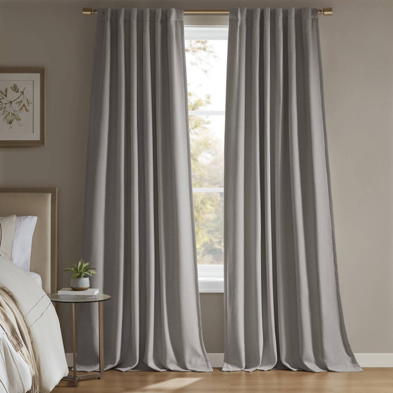 Karien Sound Blocking/Total Blackout Curtain Panel Pair, Gray, 52" W x 108" L