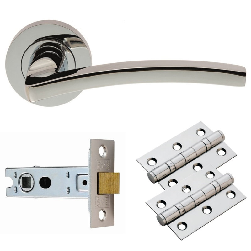 Gamal Latch Door Handle, Polished Chrome