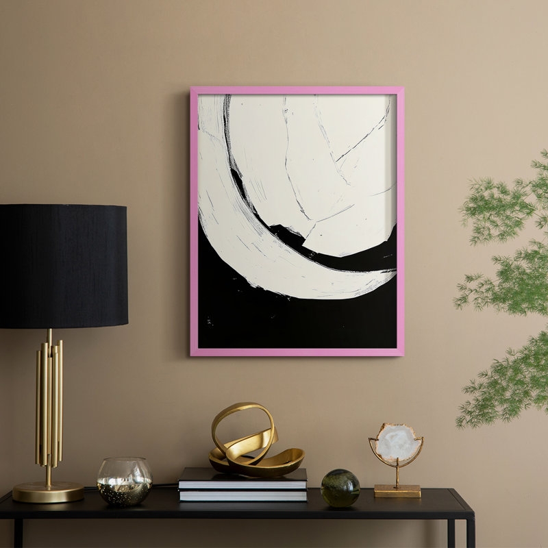 Impression abstraite encadrée CX - prête à être accrochée - fabriquée aux États-Unis, Rose, H 14 po x l 11 po